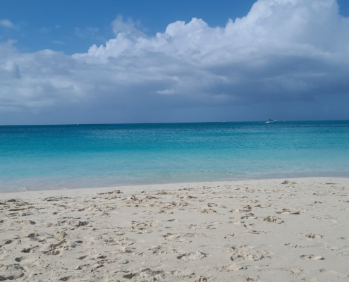 Beach at Turks and Caicos Islands laying in the sand