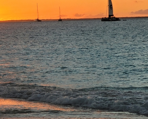 Sunset and sailboats on Grace Bay Beach - Providenciales - on Turks and Caicos Island
